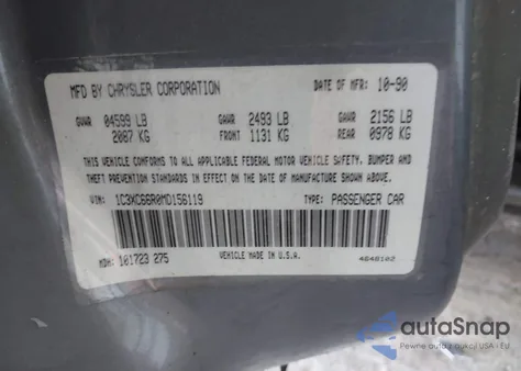 1991 Chrysler New Yorker C-Body Salon из США, поврежденный, VIN 1C3XC66R0MD156119